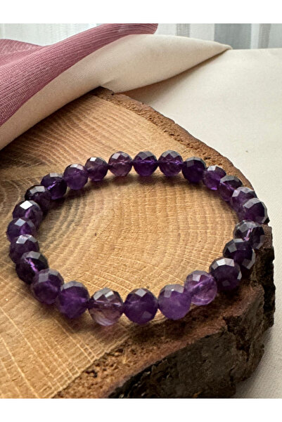 STORE ZARMAN Certified 8 MM Facet Cut Amethyst Bracelet