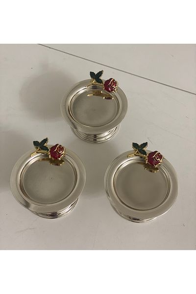 Elzem SILVER COLOR 3-PIECE MAKARONluk ROSE ACCESSARY LOKUMLIK