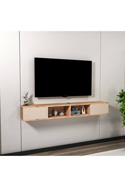 ARNETTİ Mayer Duvara Monte Raflı Tv Sehpası, Atlantik Çam Bej - Mayer