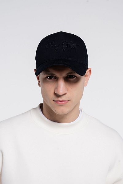 Friday Offset 100% Cotton Unisex Black Embroidery Logo Baseball Cap - Adjustable with Clip