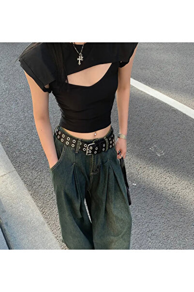 DENİKK Y2k حزام بإبزيم مربع للجنسين