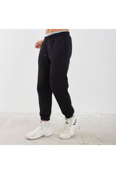 NO 601 Μαύρο Φούτερ Τζόγκερ με Χοντρό Φλις Εσωτερικά, Υψηλής Ποιότητας, 3 Κλω...