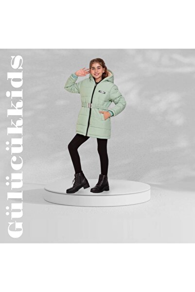 RECEP TURAK GÜLÜCÜK KİDS Kız kemerleri Kapşonlu Kız Şişme Kaban