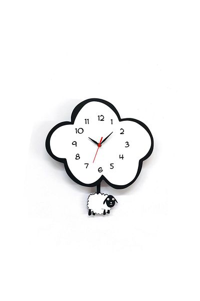 CajuArt Decorative Cute Sheep Children's Room Pendulum Wall Clock