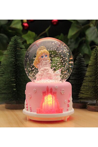 HEDİYEBİZİZ Frozen ELSA Işıklı ve Müzikli Kar Küresi Büyük Boy - PEMBE