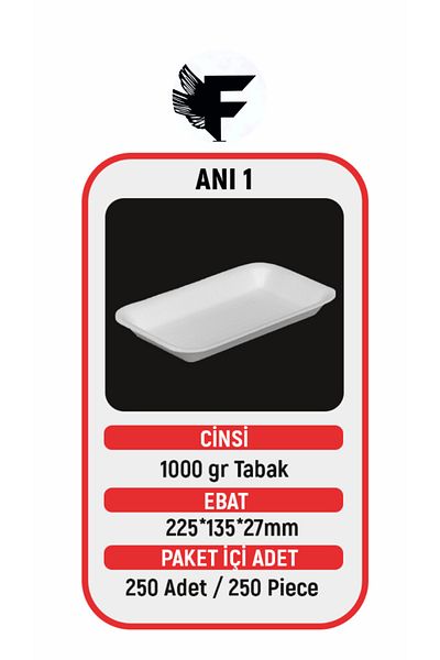 FİGANLAR 1st Quality White Foam Plate 1000 gr 250 Pieces