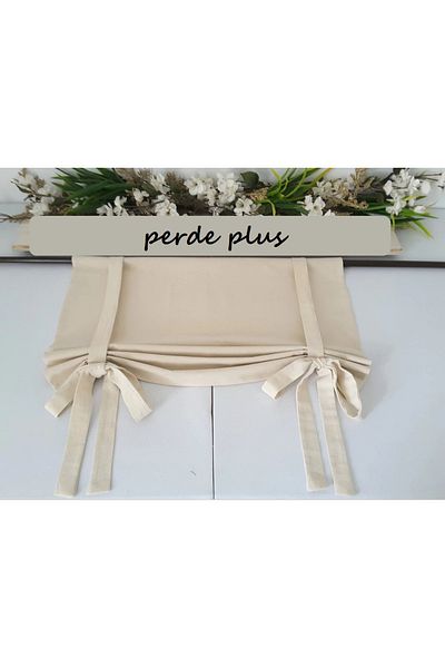 Perdeplus Cotton Tie Detailed Design Vintage Background Curtain