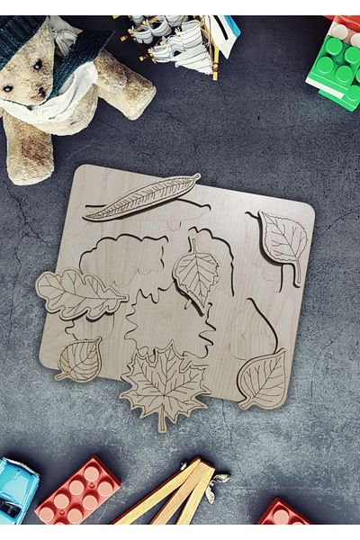NT Handmade Wooden Educational Leaves Puzzle Jigsaw Puzzle for Kids - Children's Gift Wooden Toy