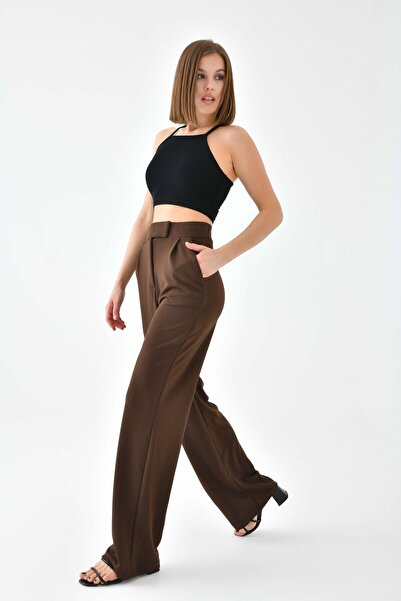 VOLT CLOTHİNG Women's High Waist Velcro Closure Lycra Palazzo Pants