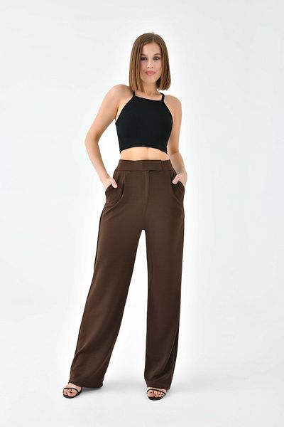 VOLT CLOTHİNG Women's High Waist Velcro Closure Lycra Palazzo Pants