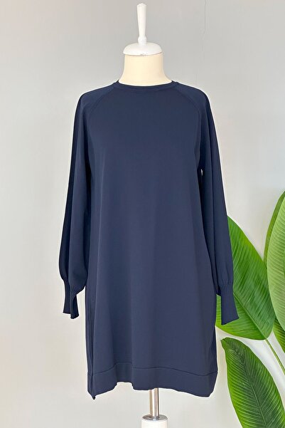 Nuss Mercerized Ankle Detailed Basic Tunic 500 Navy Blue