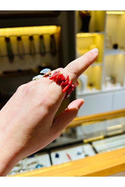 Luna Coral Natural Stone Flexible Ring