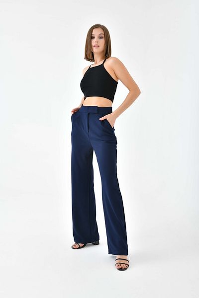 VOLT CLOTHİNG Palazzo-Hose aus Lycra mit hoher Taille und Klettverschluss für Damen