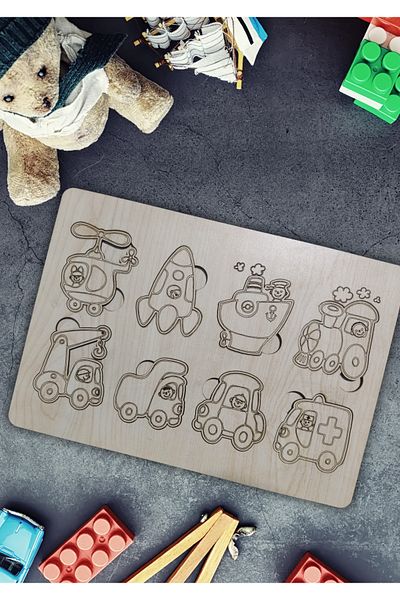 NT Handmade Wooden Educational Vehicles Puzzle for Kids - Children's Gift Wooden Toy