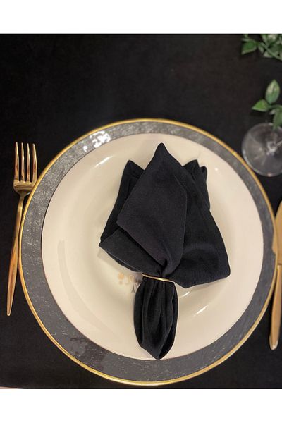 Decamor home Set of 6 Laceless Velvet Textured Black Napkins