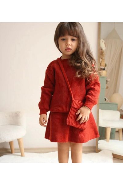 SANTRALBEBE Girl's 4-Piece Knitwear Set with Skirt
