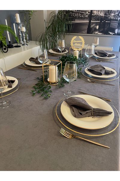 Decamor home 6-Piece Carefree Fabric Napkin Velvet Textured Anthracite Smoke Dark Gray Napkin
