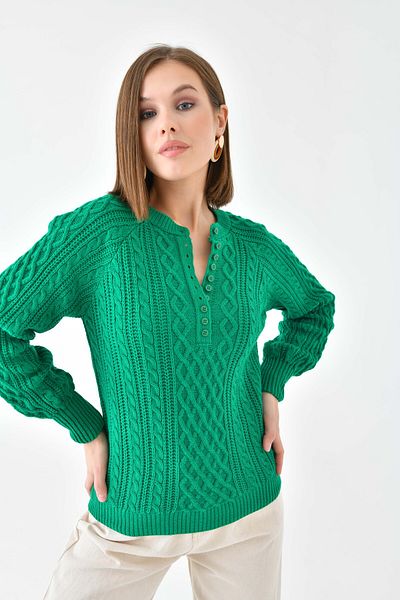 VOLT CLOTHİNG Pulover tricotat cu nasturi pentru damă