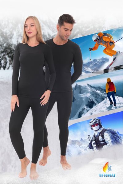 SAUNA SUIT Unisex Black Winter Thermal Tights Underwear, Cotton Warm  Thermal Tights with Raster - Trendyol