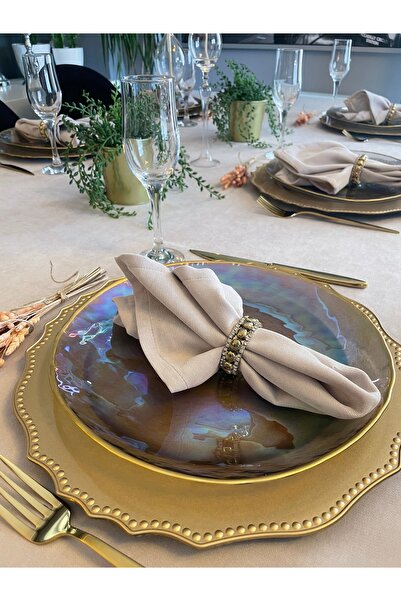 Decamor home 6 Pieces of Seamless Fabric Napkins Velvet Textured Stone Color Napkins