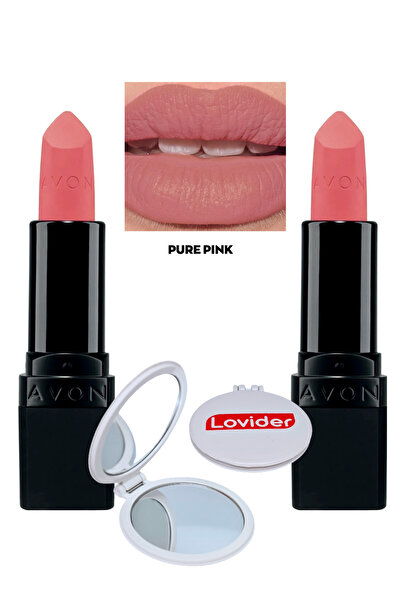 AVON Ultra Mat Ruj Pure Pink 2'li + Lovider Cep Aynası Hediye