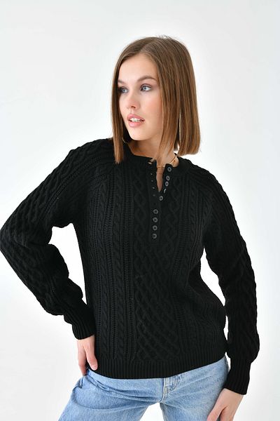 VOLT CLOTHİNG Pulover tricotat cu nasturi pentru damă