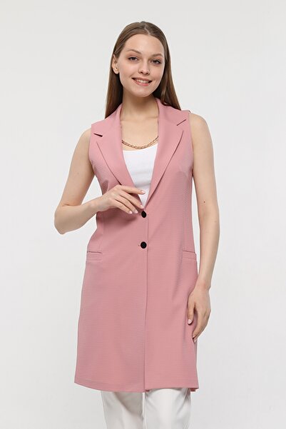 DEDAR Tekstil Düz Kesim Uzun Kolsuz Yelek