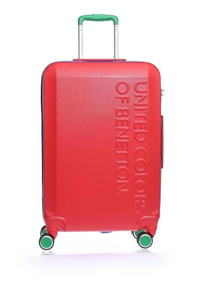 Benetton Orta Boy %100 Policarbon Kırılmaz Valiz Kırmızı Bnt600