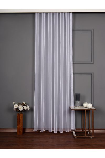 perdealemi Extrafor Gathered White Tulle Curtain Leaded Honeycomb