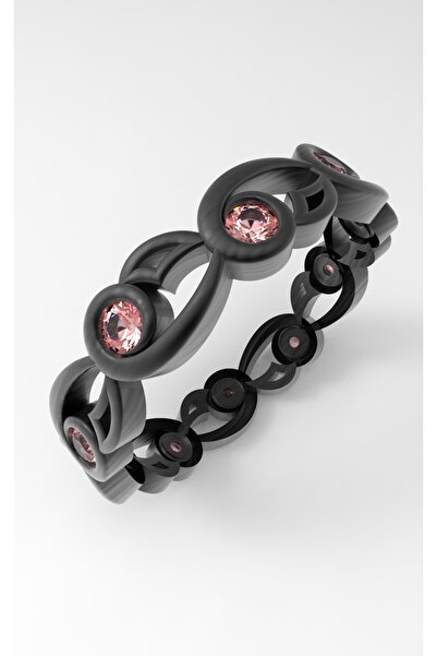 Giove Günlük rose taşlı erkek alyans siyah