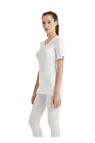Blackspade Λευκό θερμικό εσώρουχο Unisex με κοντό μανίκι V-λαιμόκοψη C3T6N2O1