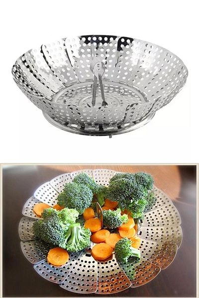 RUVENZORİ Foldable Steaming Apparatus Boiling Basket Practical Pot Boiling Apparatus