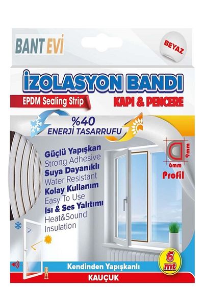 BANT EVİ Door Window Tape White 9mmx6m Door Window Wick Isolation Tape