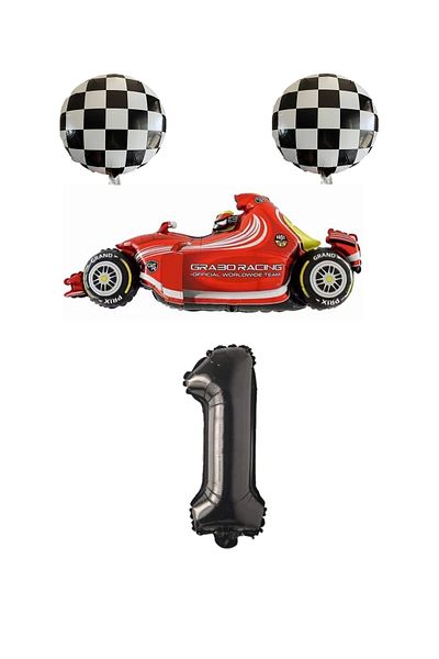 BEST PARTİ DOĞUM GÜNÜ PARTİ SÜSLERİ Race Car Number Foil Balloon Set Age 1