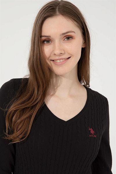U.S. Polo Assn. Pulover de bază negru de damă
