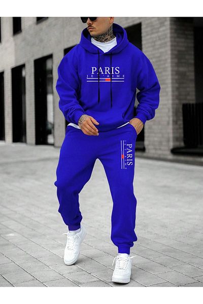 MOONBULL Σετ ανδρικής φόρμας Paris Jet'aime με στάμπα με κουκούλα