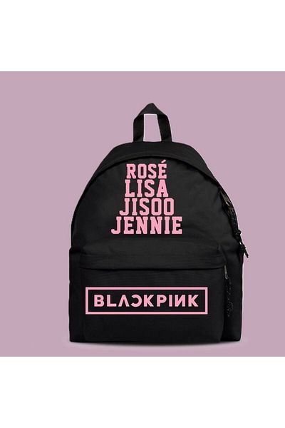 Köstebek Black Pink Group Names Printed Black Pink School Backpack with Water Bottle Compartment