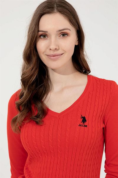 U.S. Polo Assn. Women's Red Basic Sweater