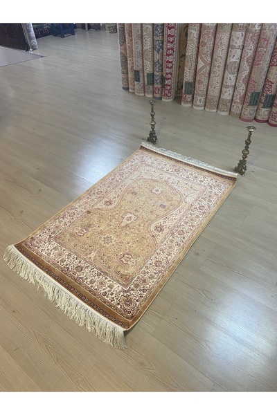 SOMTAŞ HALI KAHVERENGİ İPEK SECCADE BAMBU NAMAZLA TOPKAPI MODELİ SECCADE