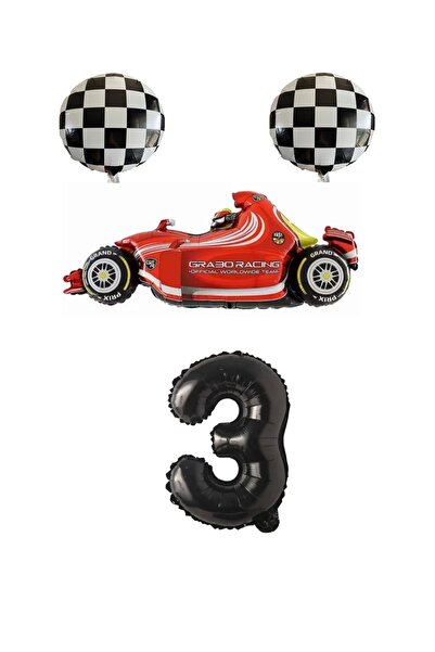 RÖNESANS PARTİ Race Car Number Foil Balloon Set Age 3