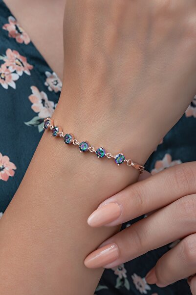 Nereze 925 Ayar Mistik Topaz Taşlı Kadın Gümüş Bileklik