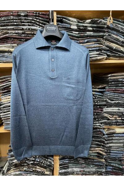 nacar çarşı Pulover pentru bărbați cu guler polo, culoare uni, fără model