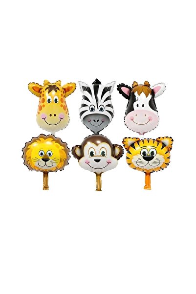BEST PARTİ DOĞUM GÜNÜ PARTİ SÜSLERİ 6-Piece Safari Animals Figured Foil Ballo...