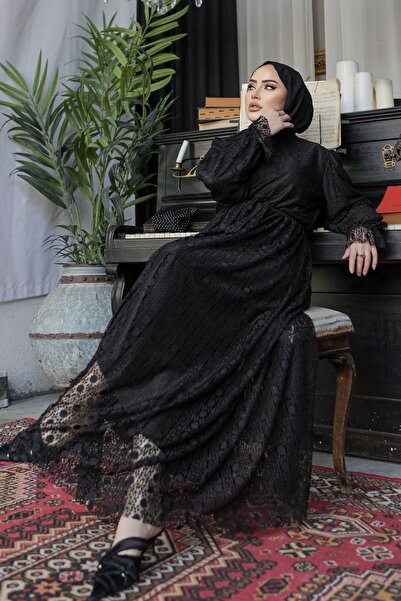 InStyle Lined Embroidery Dress - Black