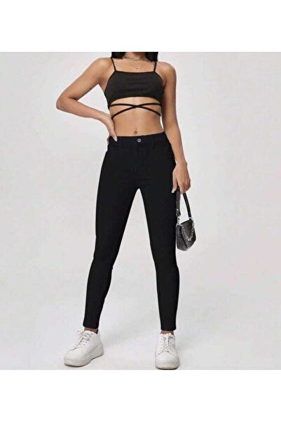 Livik Women's Ankle Length Narrow Leg High Waist Black Skinny Lycra Jeans