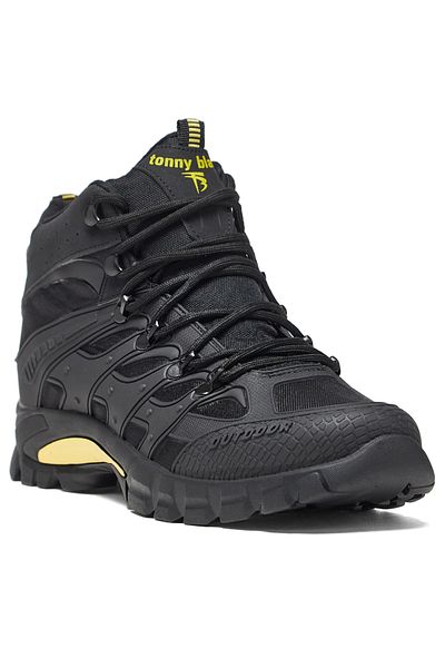 Tonny Black Gelb-Schwarze Unisex-Stiefel mit bequemer Passform und wasserabweisender Schnürung