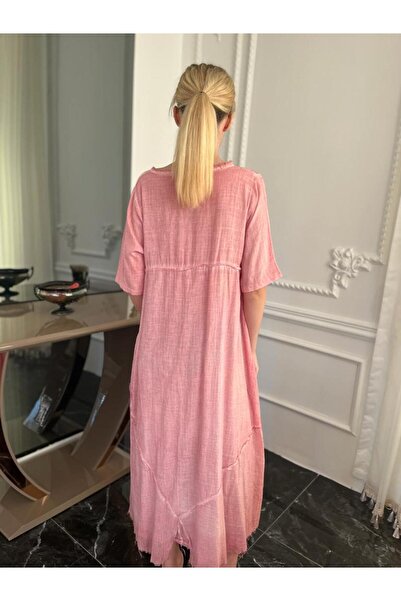 Bohemian Antique Look Stonewashed Cotton Authentic Long Dress