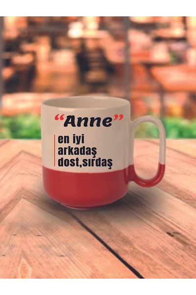 lili hediyelik Birthday Gift for Mother Red Base Mug - Ceramic Tea, Coffee Gift Cup