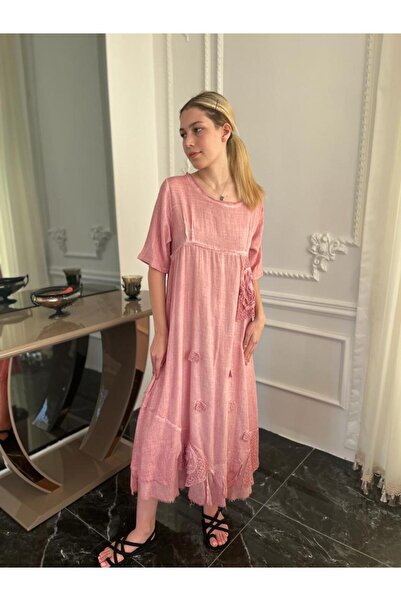 Bohemian Antique Look Stonewashed Cotton Authentic Long Dress