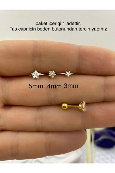 Arescollection CERRAHİ ÇELİK KARARMAZ 1 ADET YILDIZ TRAGUS HELİX LOBE UYUMLU ...